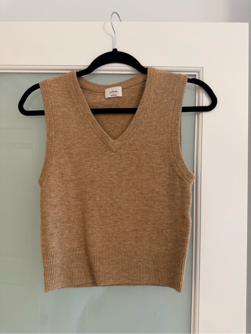 Wilfred Camel Tan V-Neck Knit Tank Top